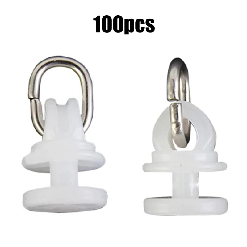 100Pcs White Plastic Curtain Track Gliders Hooks for Smooth Sliding Rollers Curtain Track Runner for Home and Office