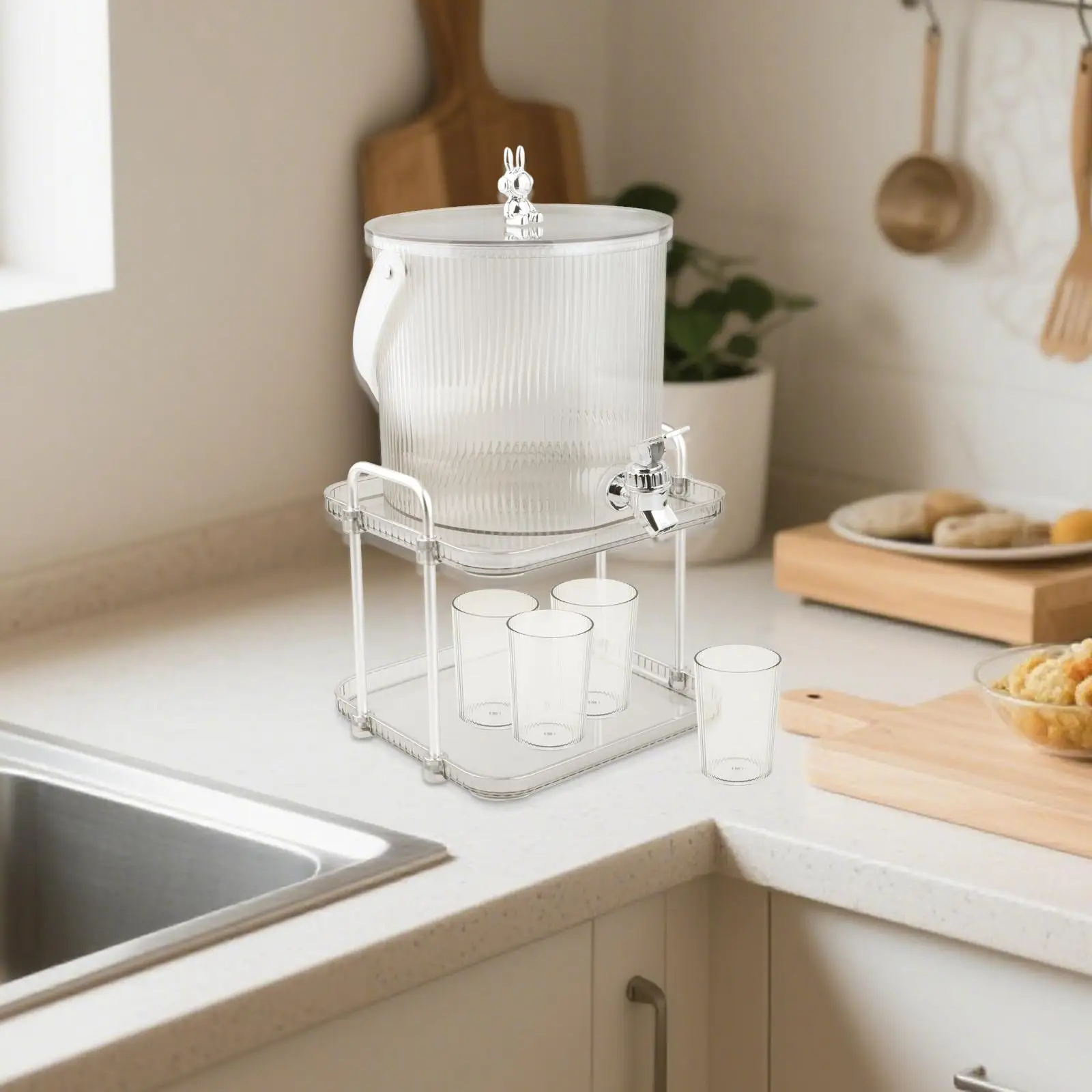 موزع مشروبات سهل التنظيف، إبريق ماء شفاف، موزع مشروبات، غلاية باردة مع صنبور للشواء والنزهات المنزلية للاستخدام اليومي في الهواء الطلق