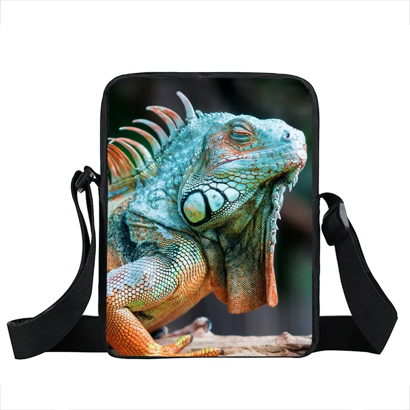 Cute Crested Gecko / Bearded Dragon Messenger Bag Pet Reptile Crossbody Bags Women Handbag Lizard Lover Shoulder Bags for Travel