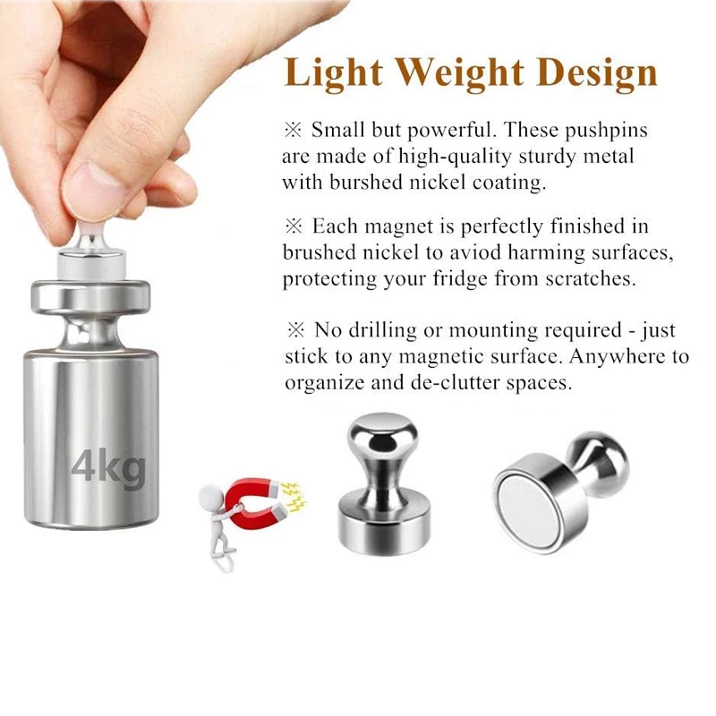 10개입 자석 핀 네오디뮴 금속 강력 자석 사무실 교육용 화이트보드 냉장고 자석 못