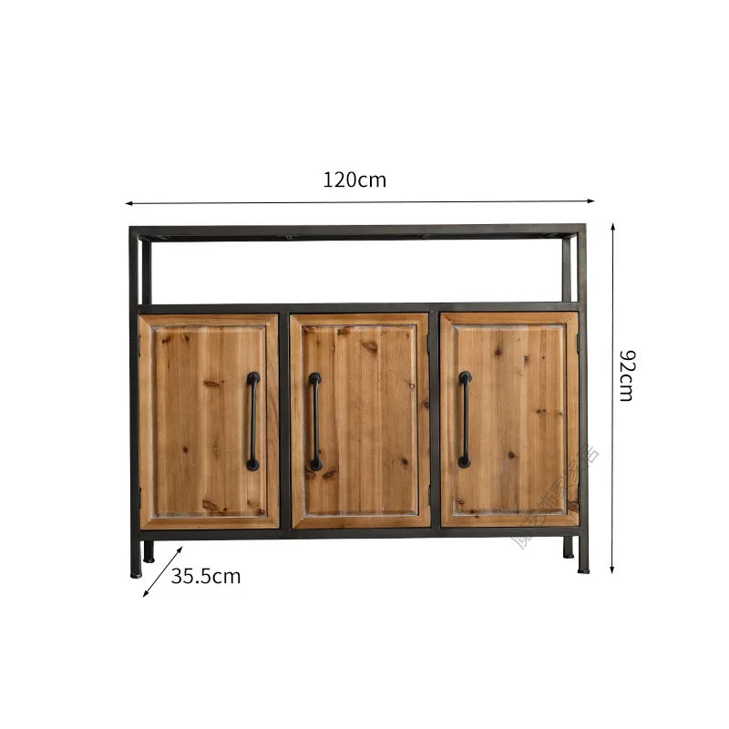 Magic art American retro industrial style wrought iron wall locker solid wood tall and short bucket cabinet living room hotel di