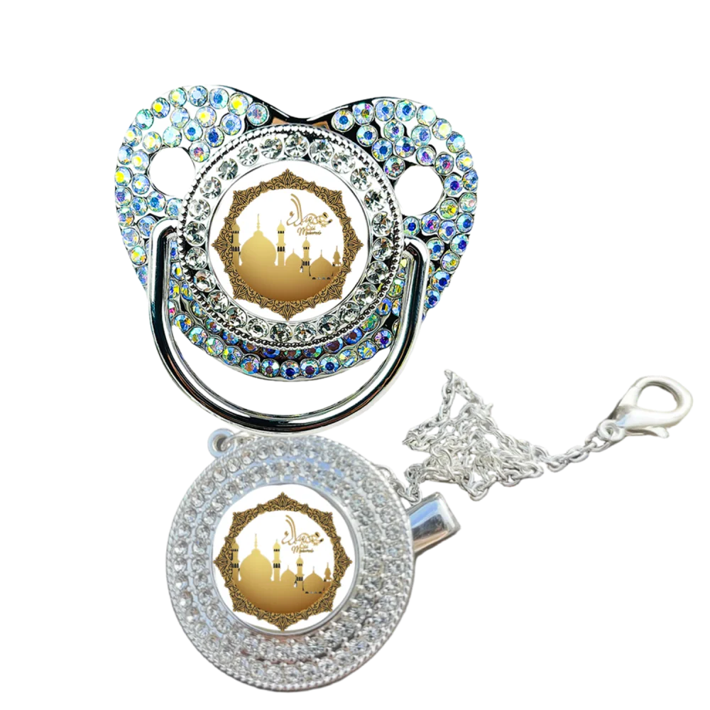 Muslin Print Newborn Pacifier Clip Baby Soother Silicone Teething Chew Toy Calm Comfort Gift Kawaii