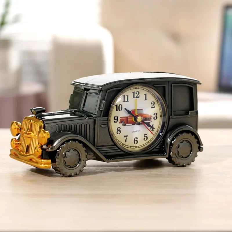 Retro Nostalgic Car Alarm Clock Antique Engine Design Table Desk Decor Office Decoration Bell Student Kids Christmas New Year
