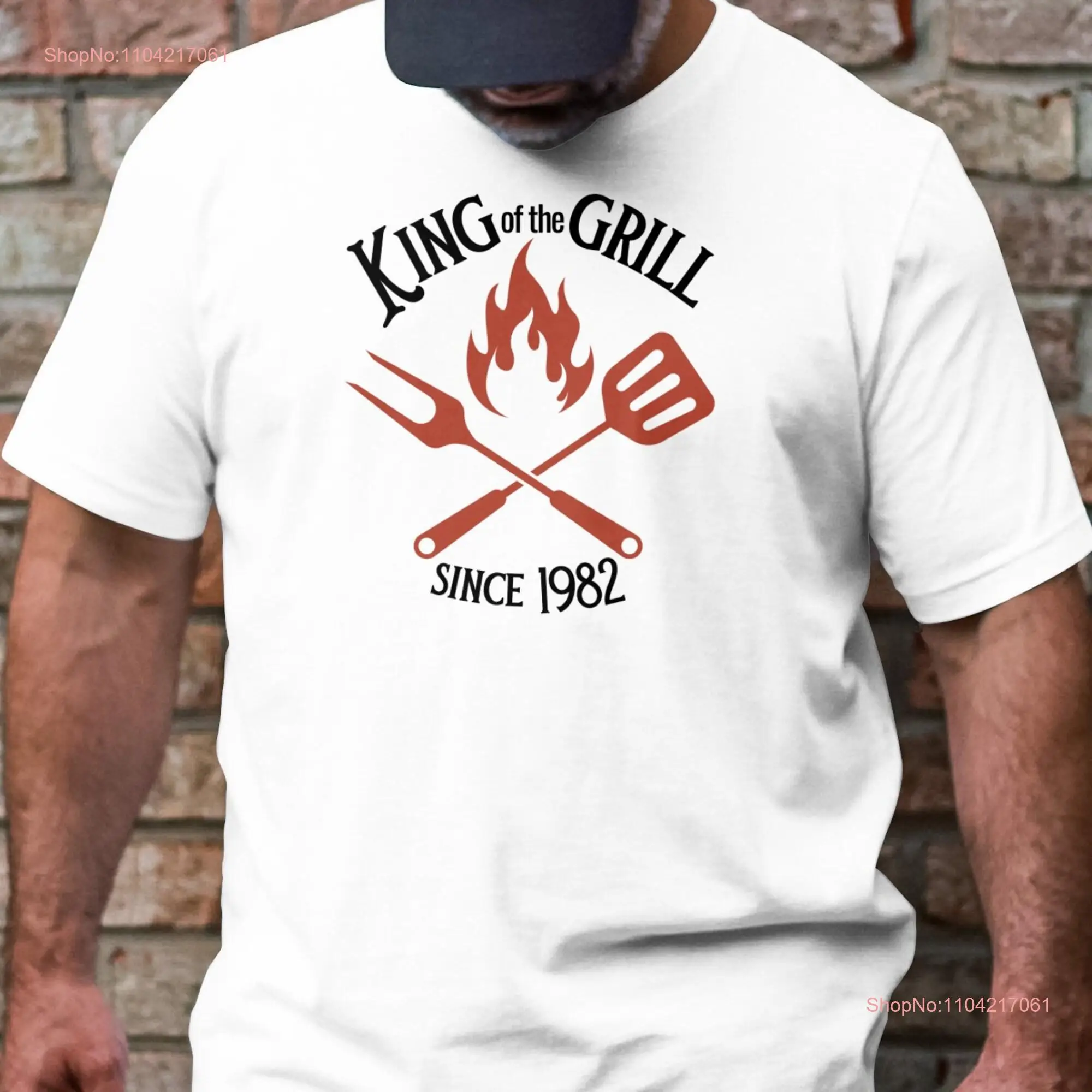 King of the Grill T Shirt Grillfather Grillmaster Father's Day Ideas Dad BBQ s Jokes long or short sleeves