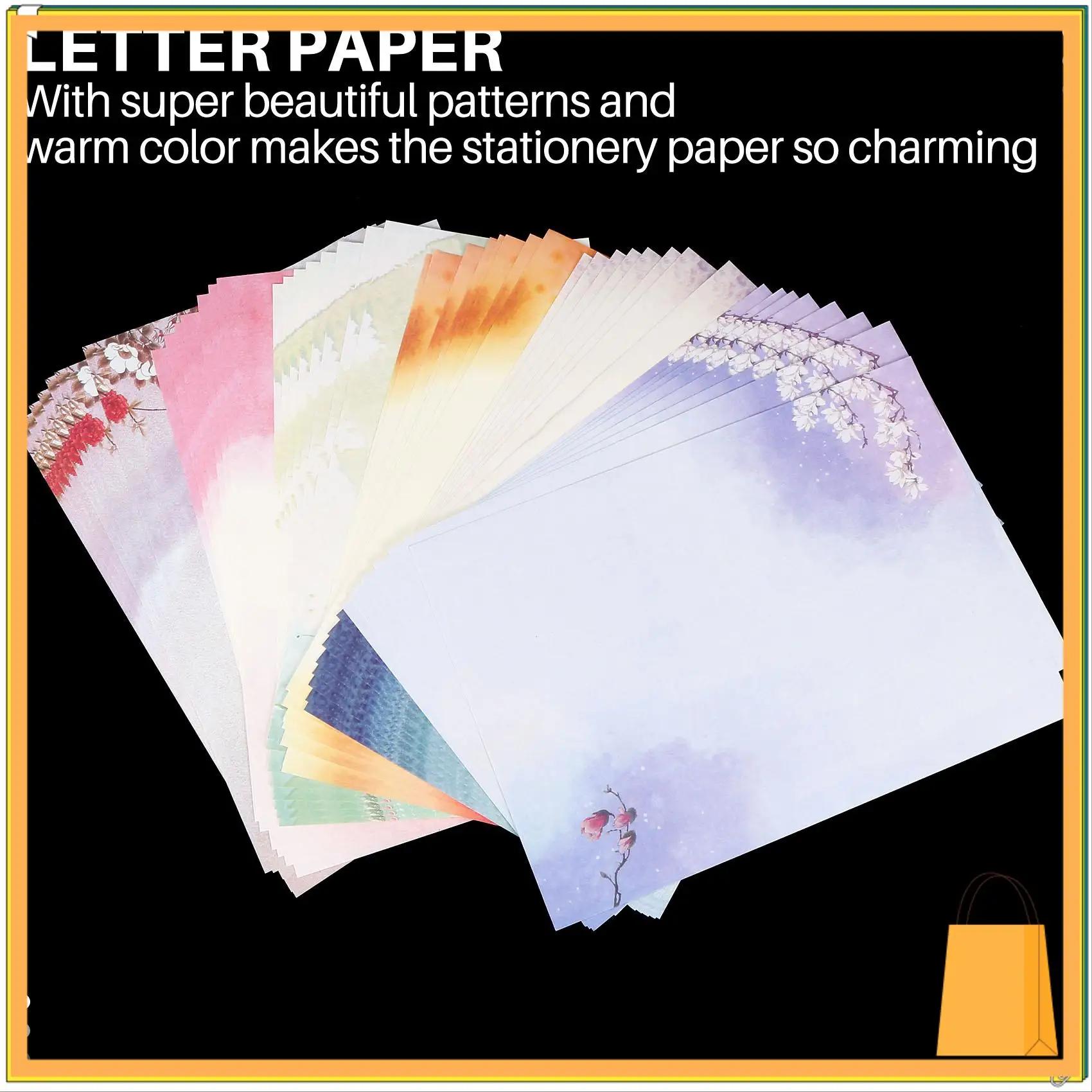 L52A-48PCS ورق قرطاسية للكتابة، مجموعات الحروف الورقية لكتابة الرسائل