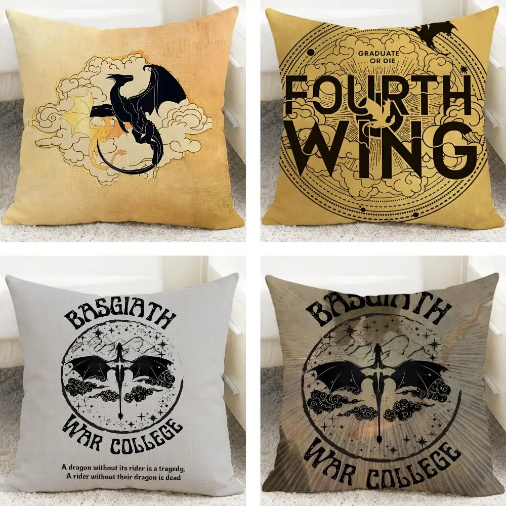Book Fourth Wing Cushion Cover Cushion Covers Natural Linen Breathable Sofa Bedroom Decor Pillowcase