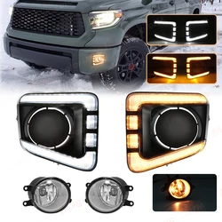 LED DRL For Toyota Tundra 2014 2015 2016 2017 2018 2019 2020 2021 Daytime Running Light Yellow Turn Signal Indicator Bumper Lamp