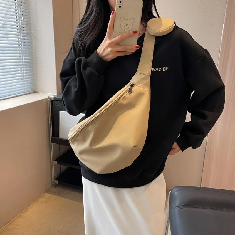 2024 New Single Shoulder Crossbody Bags Unisex Nylon Zipper Waist Bag Street Trend Retro Hobos Bag