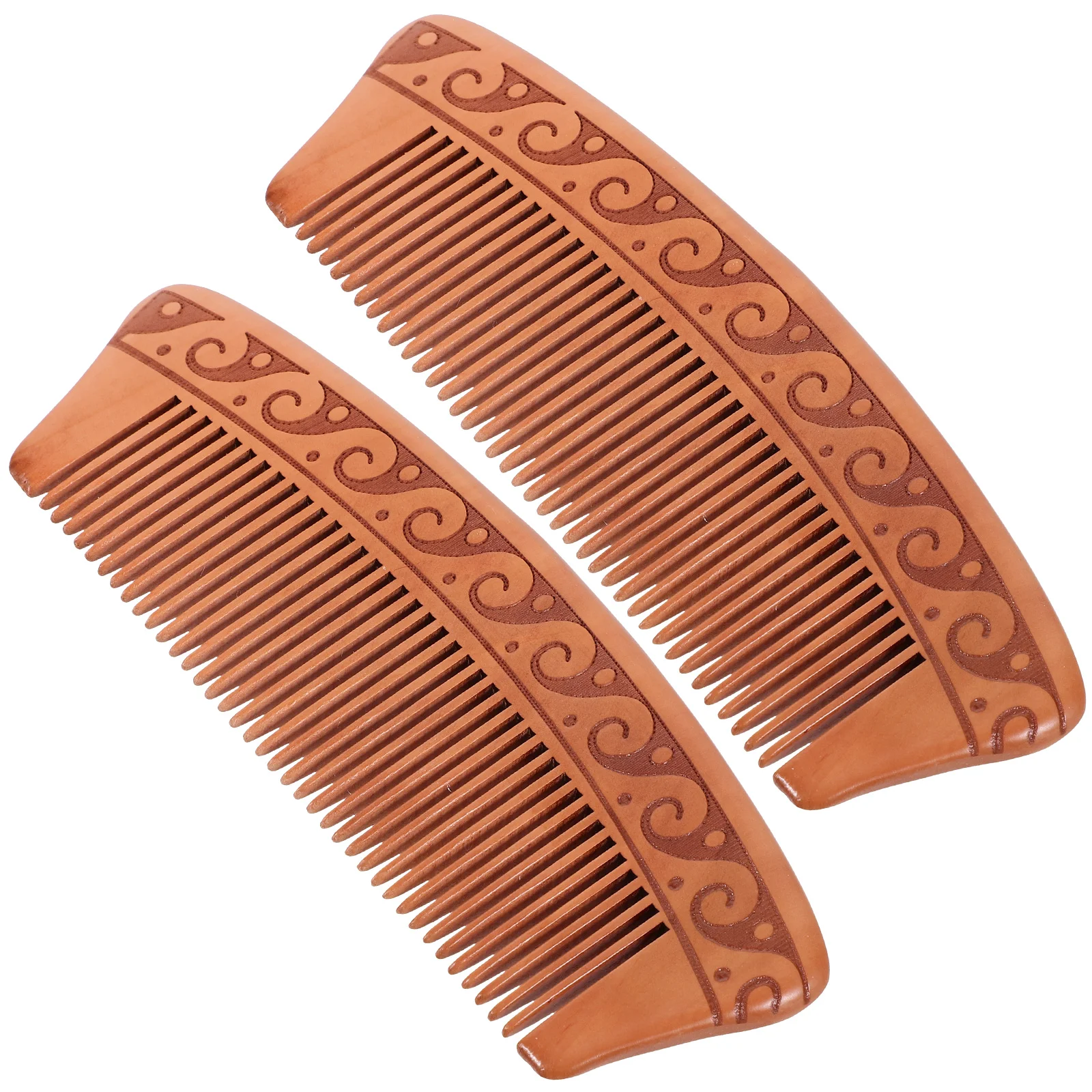 

2PCS Anti Static Wooden Hair Comb Double Sided Carved Natural Solid Wood Detangling Hair Care Styling Gift for Women Men