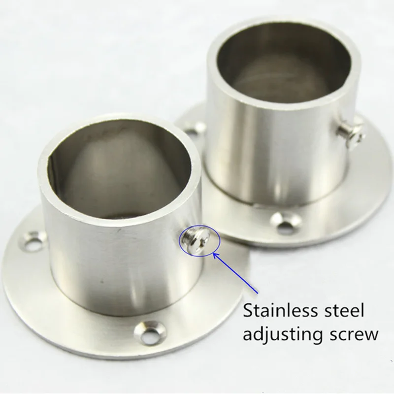 2pcs/lot Stainless Steel Pipe Bracket 19-32mm Dia Tube Support Flange Seat for Wardrobe Hanging Rail Rod Pole Socket End Holder