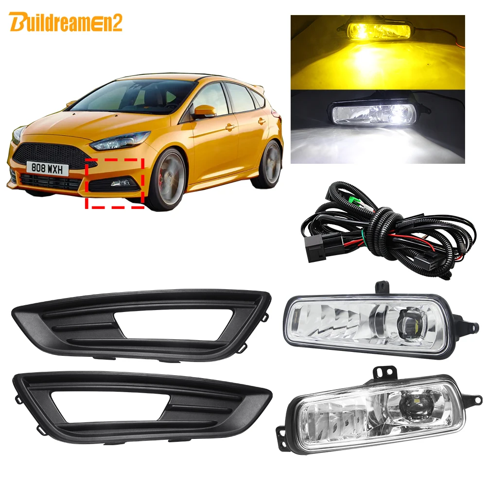 

40W Car Front Bumper LED Fog Light Assembly H11 12V White Yellow For Ford Focus Mk3 Facelift 2015 2016 2017 2018 2019