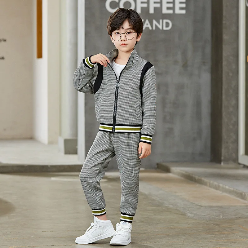 Boys Spring High Collar Baseball Jacket Sport Pants Child Autumn Casual Tracksuit Joggers Clothes Sets Kids Sportswear Outfits