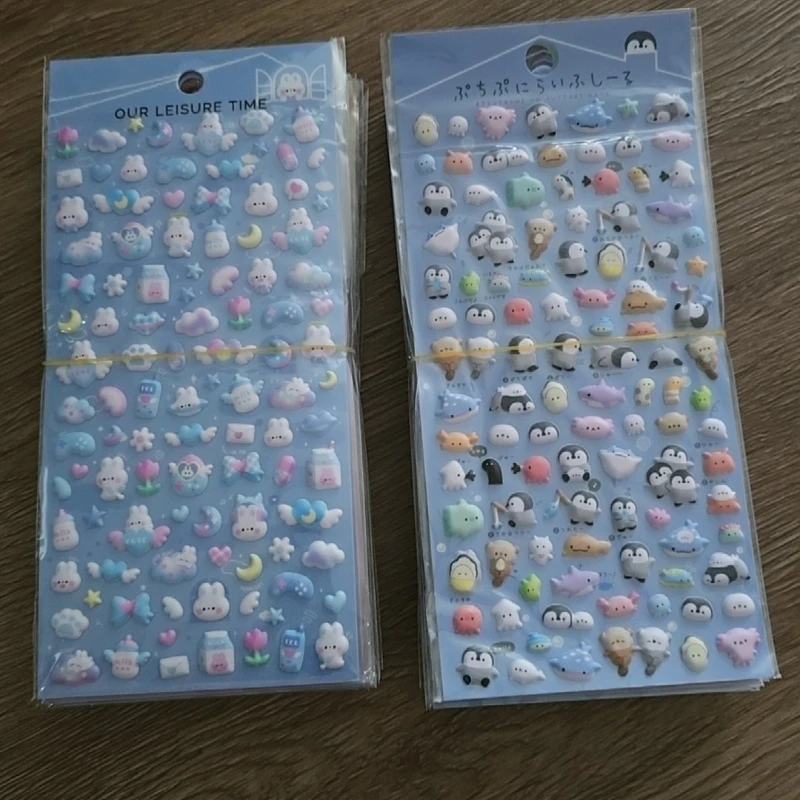 

3D объемные мультяшные наклейки для скрапбукинга и дневников, милые рельефные наклейки с медведями и пингвинами для студентов, декоративные стикеры для творчества своими руками