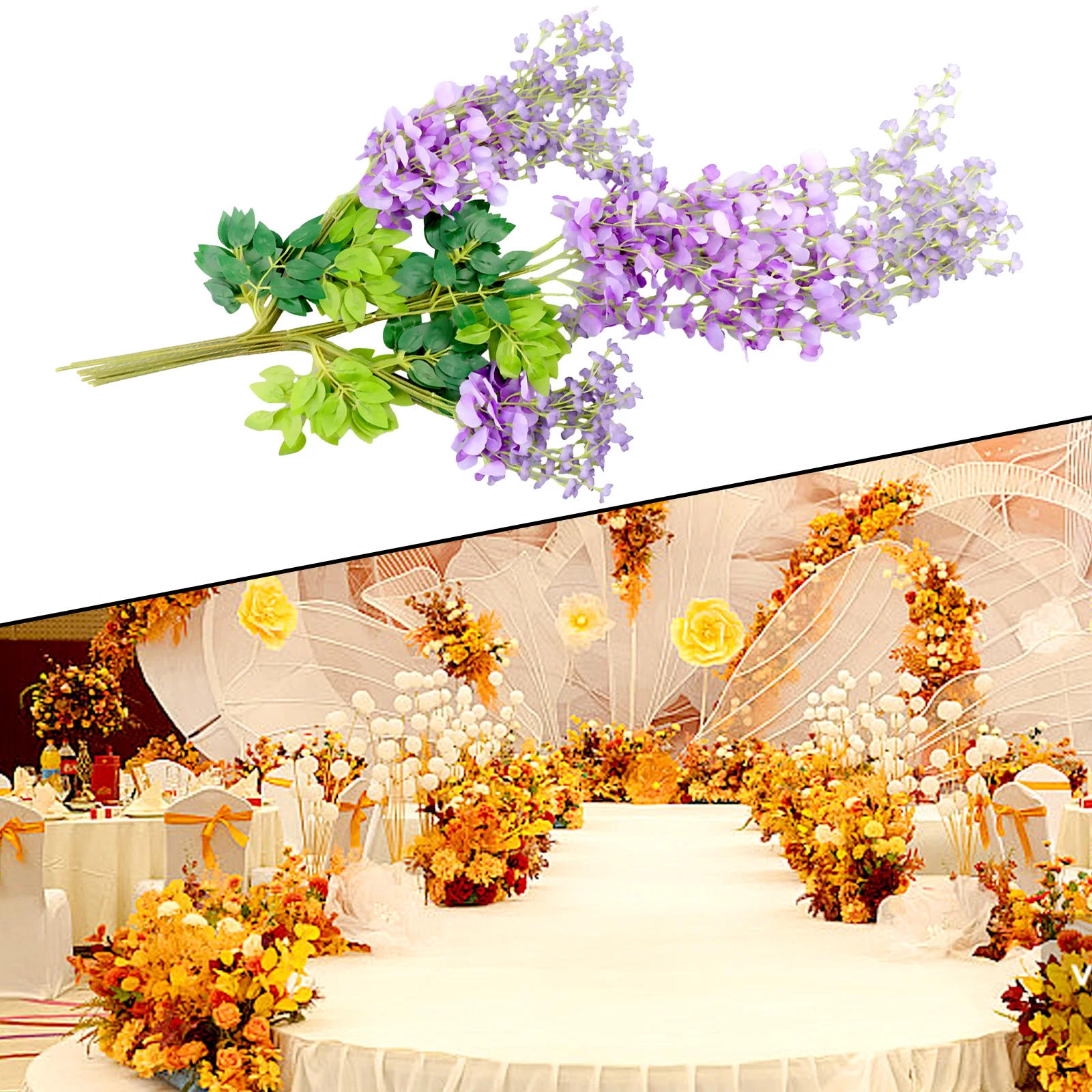 Ivy Of Vine 12 Bunches Artificial Wisteria Hanging Vine Plastic Wisteria 110cm 12 Pcs Artificial Flower Garland High Quality