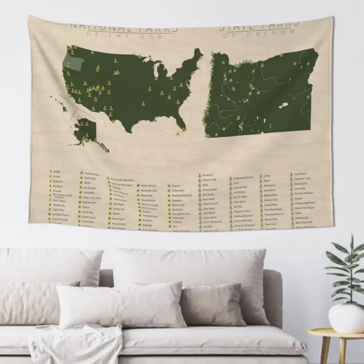 US National Parks - Oregon Tapestry Wall Decor Room Decorator Tapestry