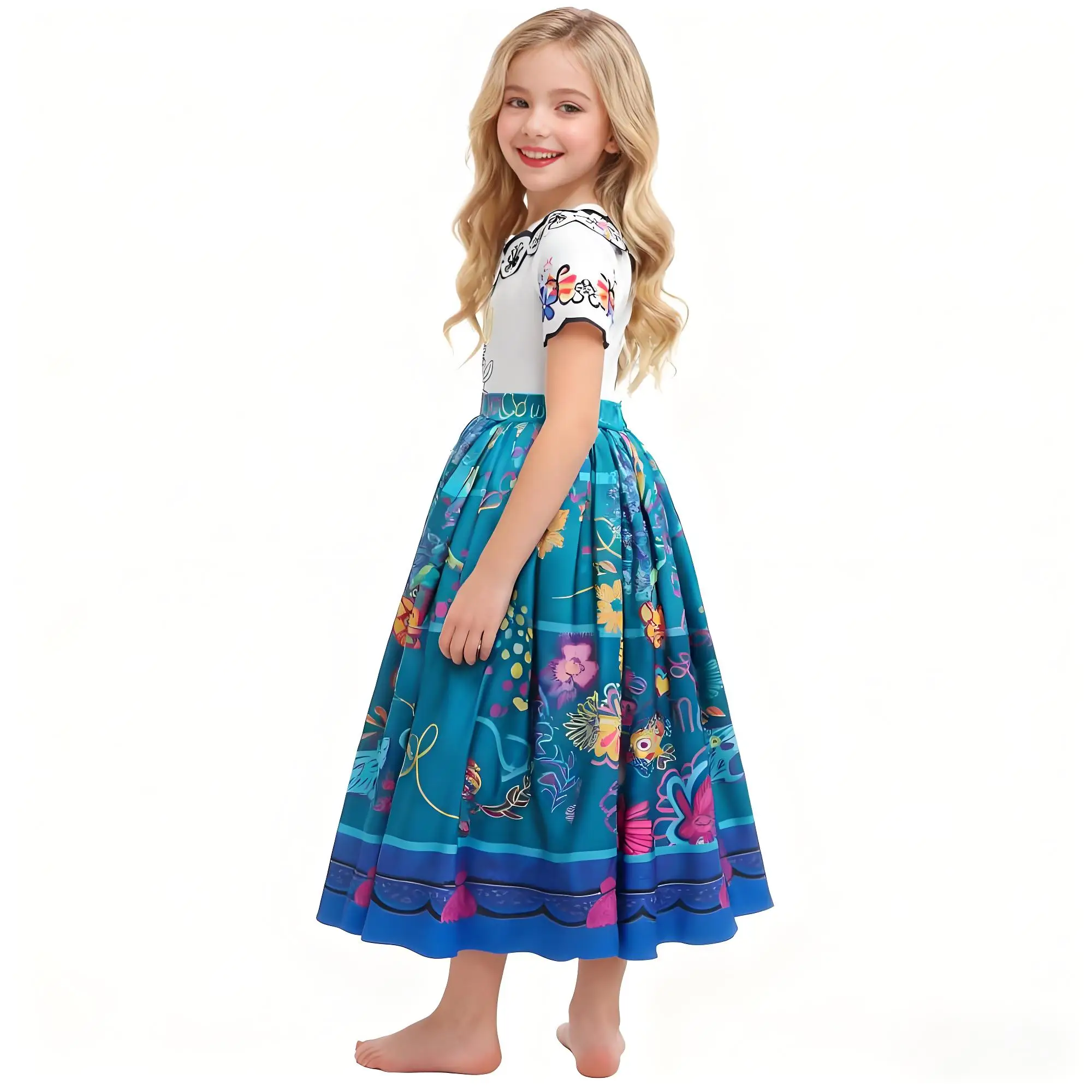 الفتيات الأميرة زي الأطفال Encanto هالوين سوينغ متوهج ملابس الاطفال المطبوعة ميرابيل الكرتون الخيال تأثيري فستان 2-10Y
