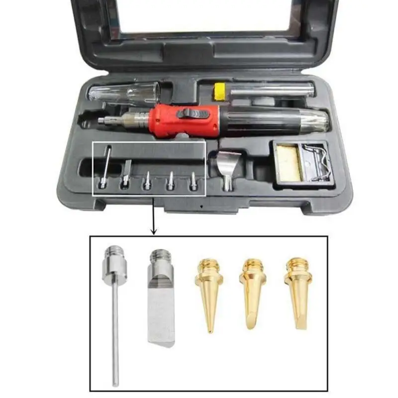 4In1 Portable Soldering Iron Kit 1300 Celsius Welding Pen Butane Burner Blow Gas Soldering Iron Cordless Butane Tip Tool