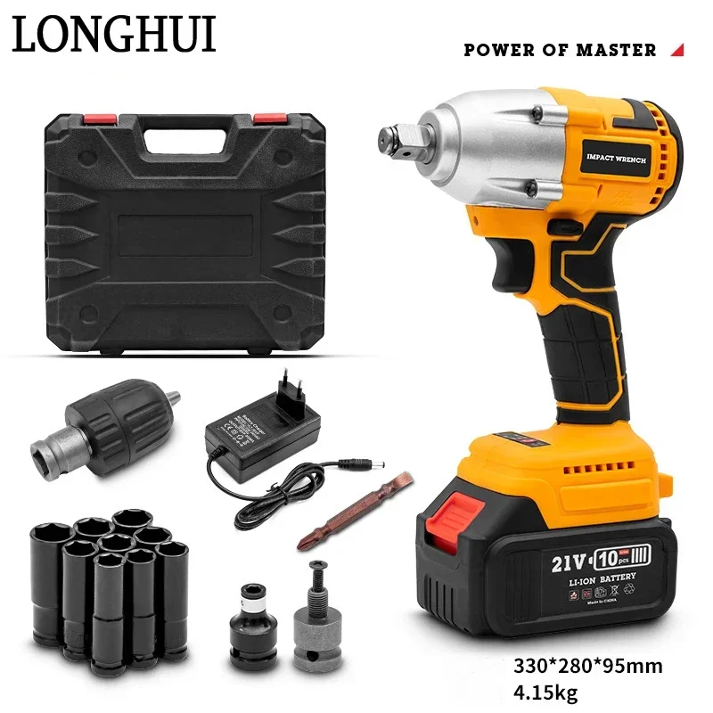 

21V Brushless Lithium Electric Wrench 2 In 1 Cordless Electric Impact Wrench LED Light Rechargeable Lithium Battery Wrench Tools