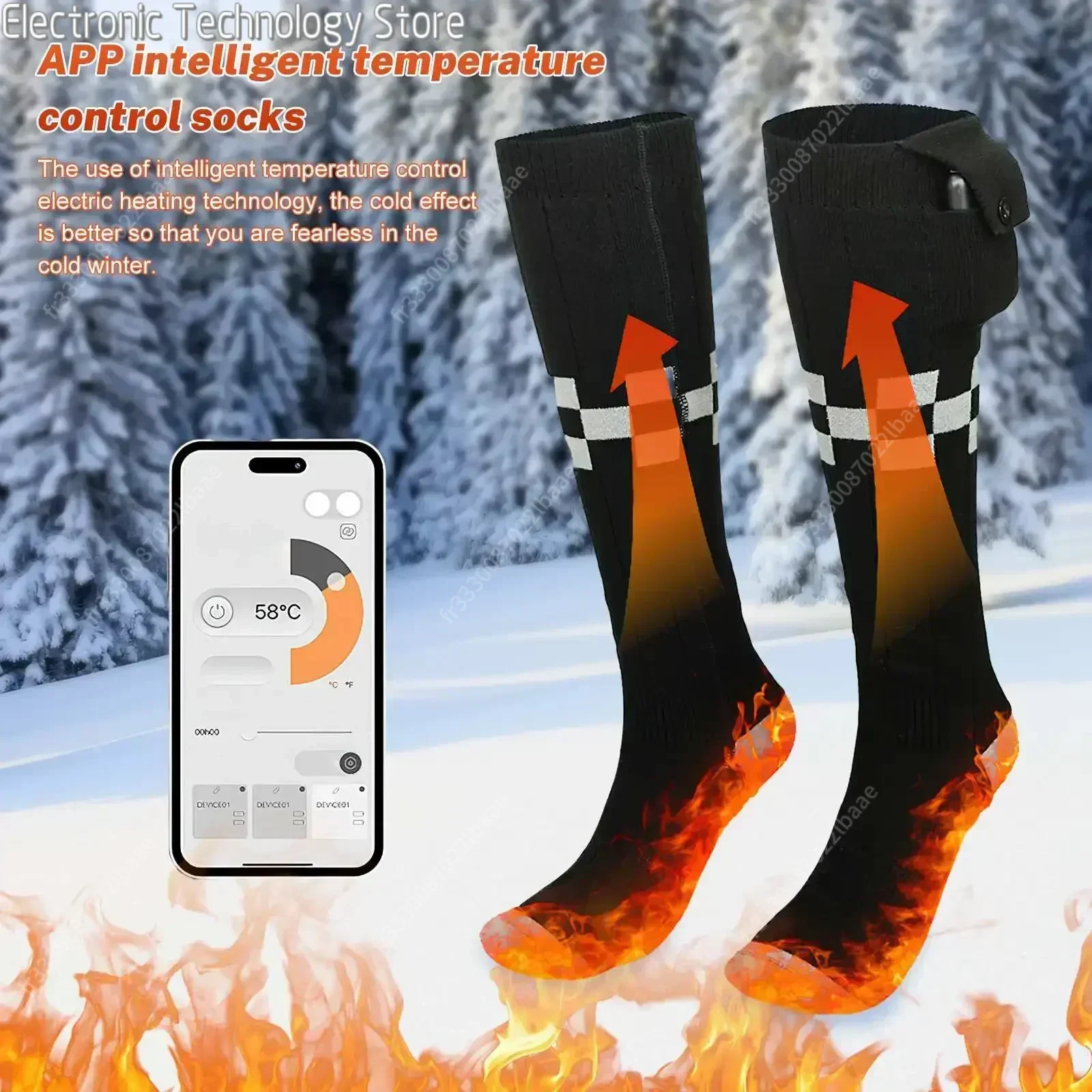 Heated Socks APP Remote Control 6000/5000mAh Rechargeable Battery Winter Thermal Electric Heating Thick Stockings 3 Gears