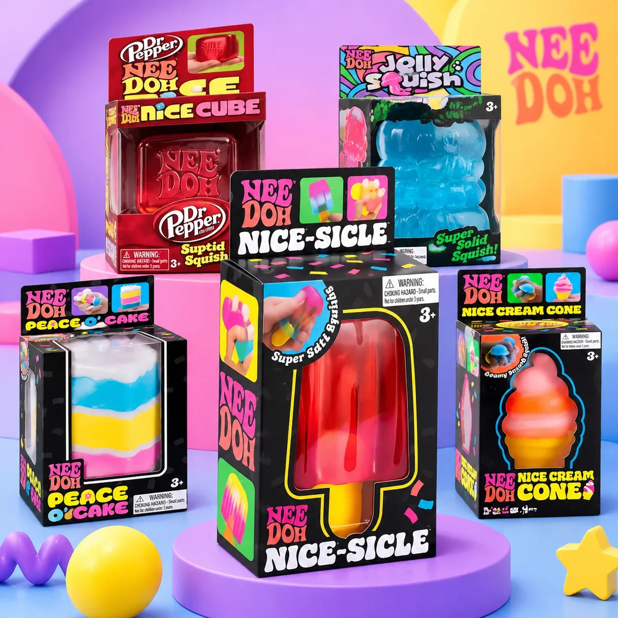 Schylling Needoh Nice Cube Nice Sicle Sensory Squishy Stress Relief Anti Anxiety Squeeze Fidget Toy For Focus ADHD Population