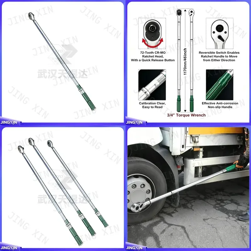 Custom for TYD 3/4 Inch Drive Click Torque Wrench 150-800Nm Heavy Duty Mechanical Industrial Spanner Tool for Truck Excavator