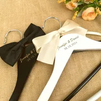 2PCS Free Custom Personalized Wedding Hanger Custom Bridal Bridal Wedding Dress Wood Hanger Groomsmen Bridesmaid Shower Gift