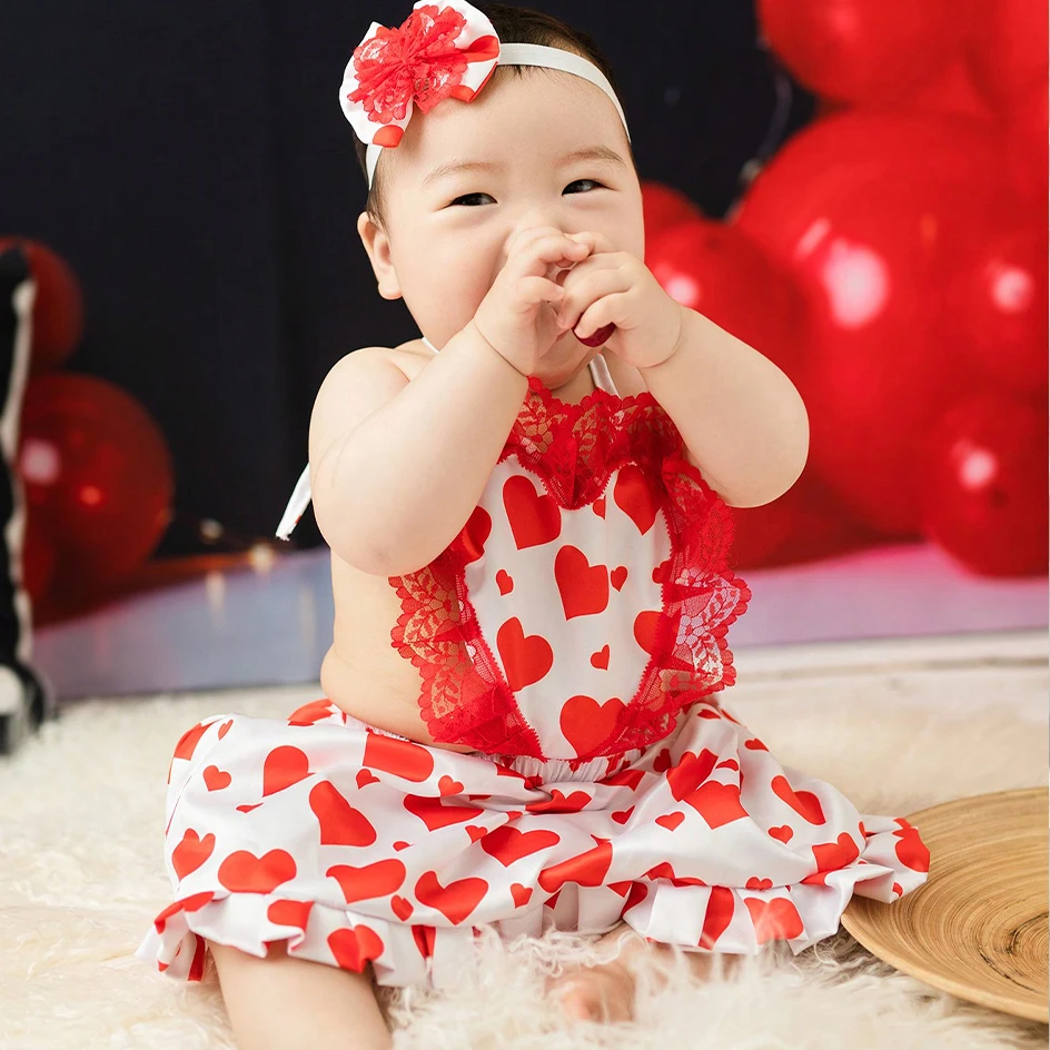 

Ylsteed одежда для фотосъемки новорожденных с красным сердцем платье на День святого Валентина для фотосъемки новорожденных 100 дней реквизит для фотосъемки