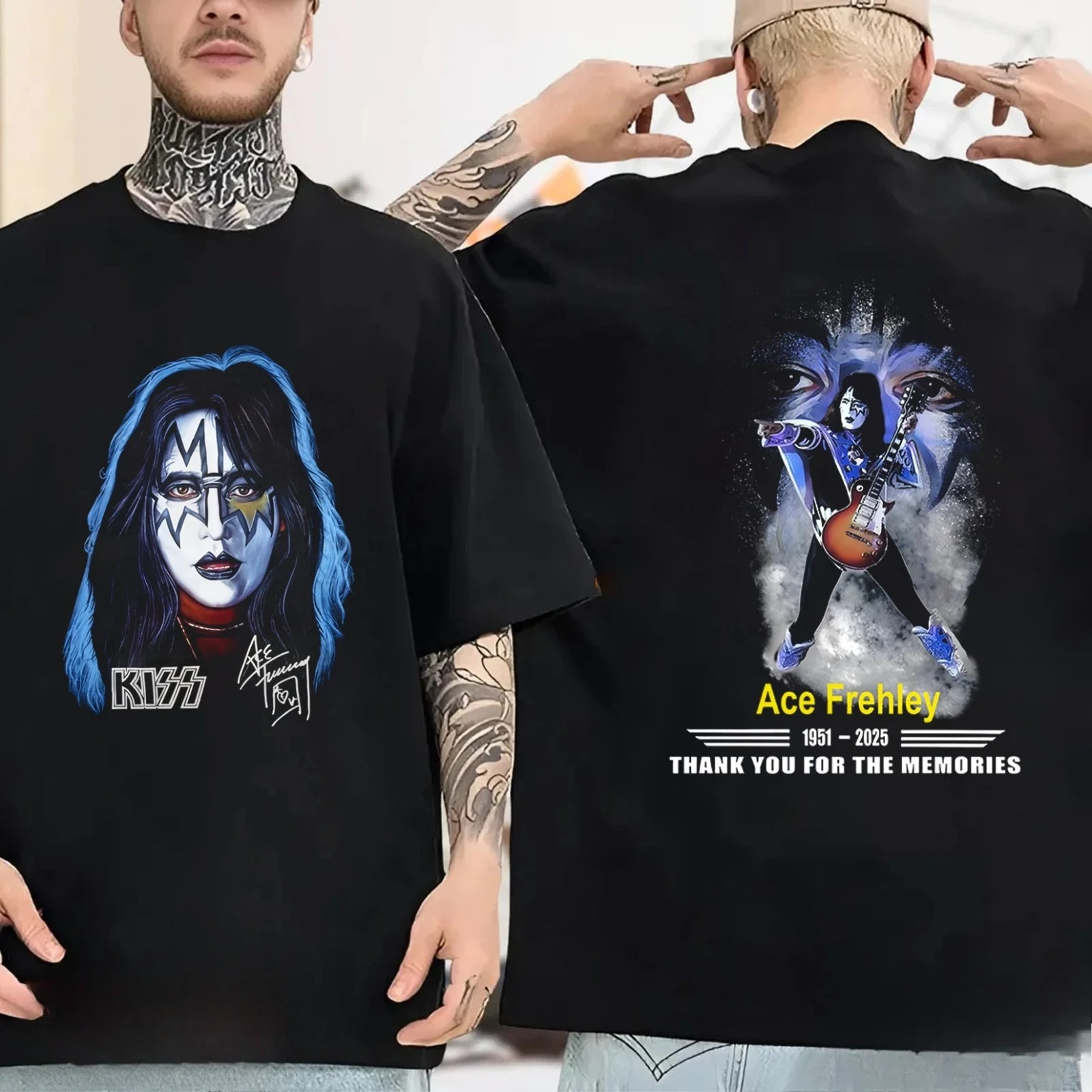 جديد Ace Frehley الأسطوري 1951-2025 تحية تذكارية التي شيرت متعدد الألوان الراقية الفاخرة لكل من الرجال والنساء أفضل Y2k الصيف #2