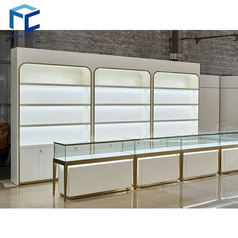 Custom.Custom معرض المجوهرات الحديثة قلادة اللون الأبيض ومتجر المجوهرات مضيئة جدار عرض متعدد الطبقات