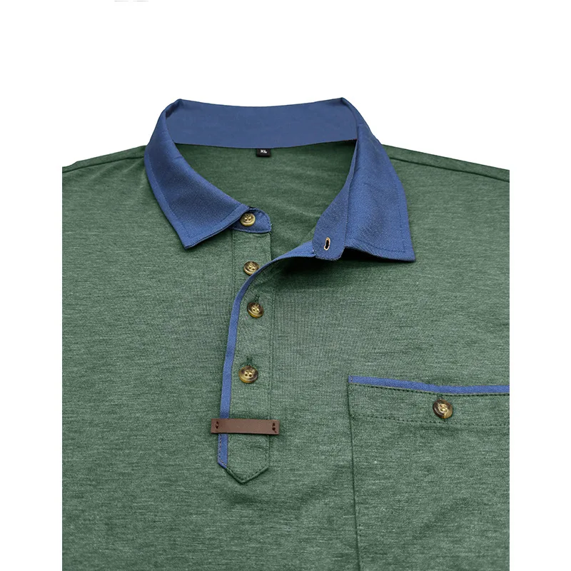 Langarm-Poloshirt für Herren, lässig, schmale Passform, Henley-Kragen, T-Shirt mit Tasche, Smart Blend Tops – Detail 18