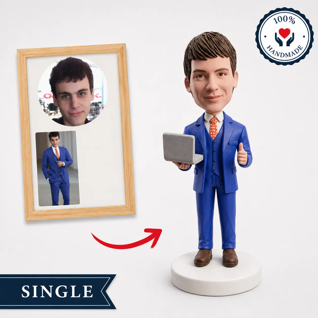 Custom Business Bobblehead from Photo Personalized Handmade Office Figurine Gift for Boss Coworker Him