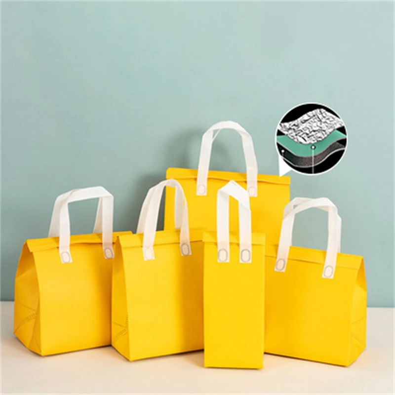 StoBag 10pcs Non-woven Tote Bags Insulation Portable Fabric Food Cake Drinks Packaging Keep Warm Cold Delivery Reusable Pouches