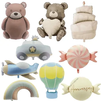Cartoon Matte Beer Folie Ballonnen Regenboog Auto Vliegtuig Ballon Speelgoed Kids Baby Shower Party Verjaardag Decor Decorativos Para Fiesta