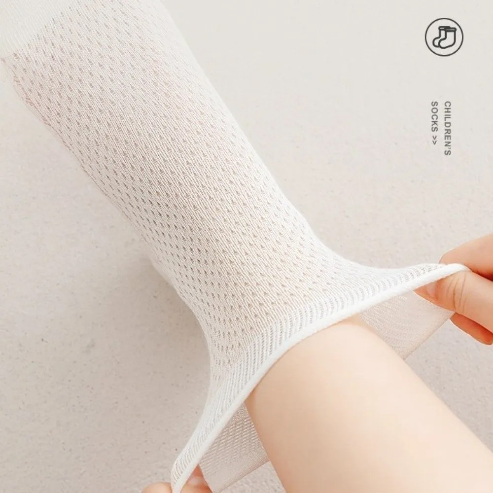 Mesh Design Children Mesh Socks Thin Fabric Lace Trim Breathable Socks Ankle Length White Color Girls Princess Lace Socks