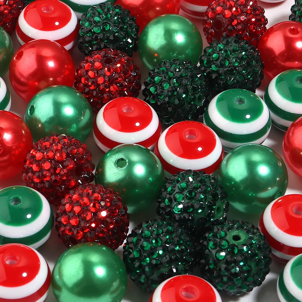 12/24 Stück 20mm Gemischte Runde Acrylperlen Lose Abstandsperlen DIY Bastelzubehör Schlüsselanhänger Armband Weihnachtsgeschenk Schmuckherstellungszubehör – Detail 3