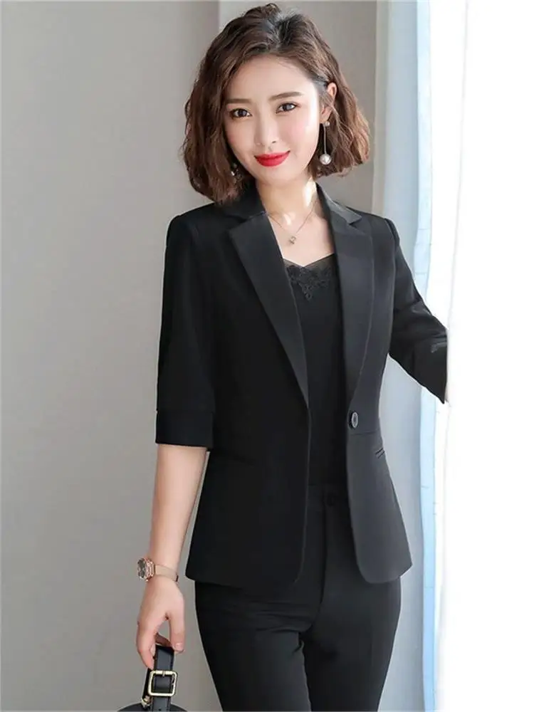 

Женская офисная куртка Ele Thin с рукавом три четверти, профессиональная униформа, индивидуальный пошив, аккуратный крой