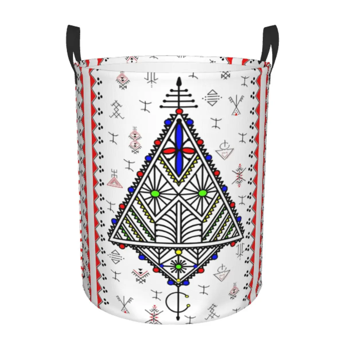 Benutzerdefinierter Kabyle Amazigh Teppich-Wäschekorb, zusammenklappbar, geometrischer Marokko-Stil, Spielzeug-Kleiderkorb, Aufbewahrungsbehälter für Kinderzimmer