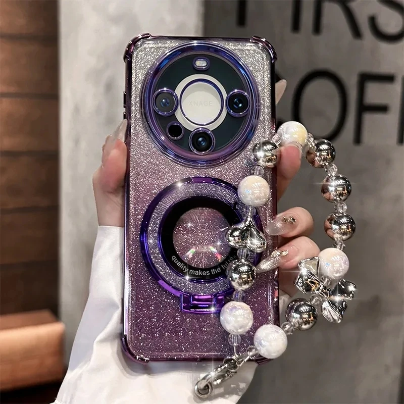 Magnetic Bracket Phone Case for Honor Magic 7 Pro Magic 6 Lite Magic 5 4 Pro X9 A B Fashion Bracelet Shockproof Protective Shell
