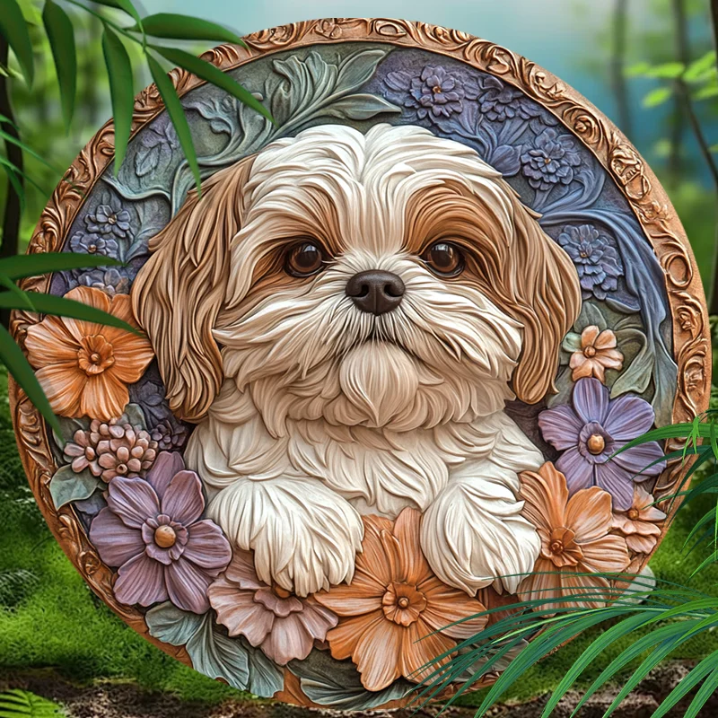 Customizable Circular Aluminum Pet Memorial Decoration - Premium Quality Pet Souvenir Tombstone for Dogs