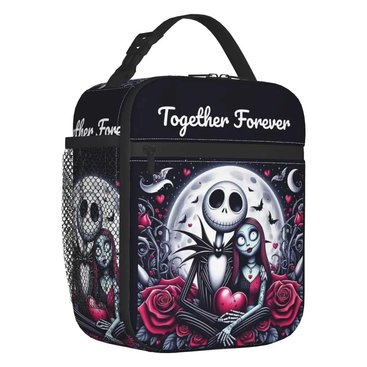 

Custom Halloween Nightmare Before Christmas Insulated Lunch Tote Bag Jack Skellington Portable Cooler Thermal Bento Box School