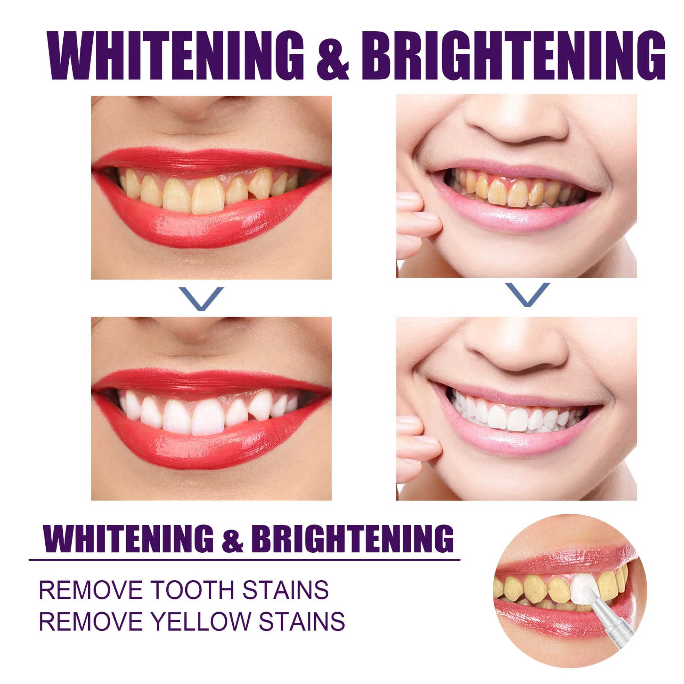 V34 Purple Whitening Toothpaste Cleans Mouth Fresh Breath Remove Yellow Stains Protect Teeth White Decontamination Care 2024