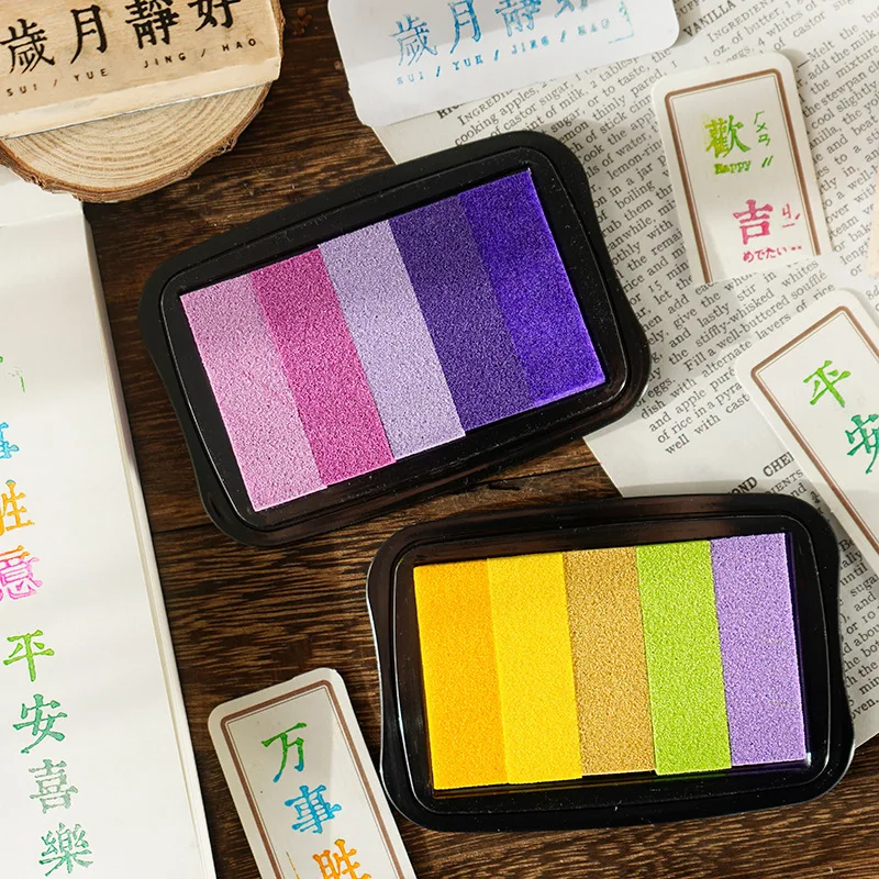Kawaii Gradual Color Ink Pad Large Oil Based Rubber Stamp DIY Scrapbooking Journal Planner Decorations Kids Gift Finger Print