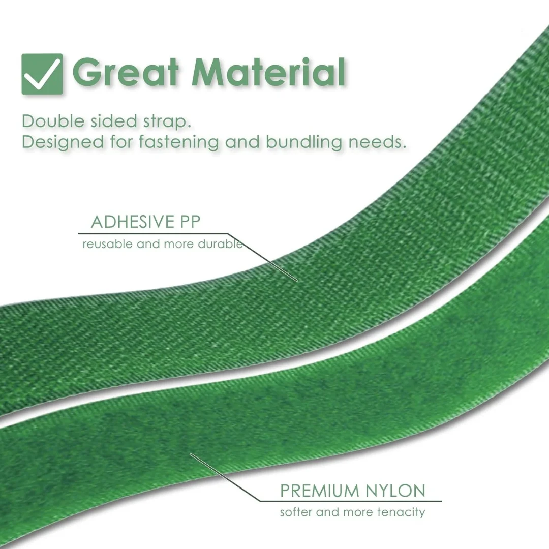 Green garden tape，adjustable twisted zip ties for plant support，reusable garden zip ties for climbing plants，gardening zip ties