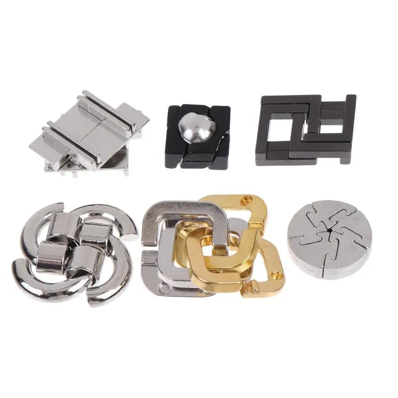 Metal Puzzle Lock Brain Teaser Educational Stress Relief Fidget Toy Interactive Game for Adults Kids Party Holiday Gift