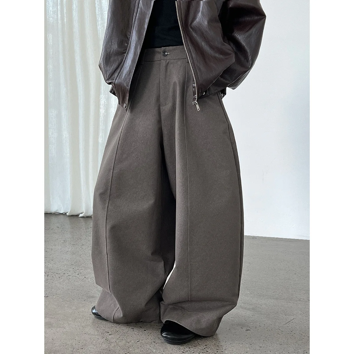 SuperAen Autumn New Korean Style Retro Casual Wide-leg Pants for Women Loose High Street Fashion Solid Color Full Length Pants