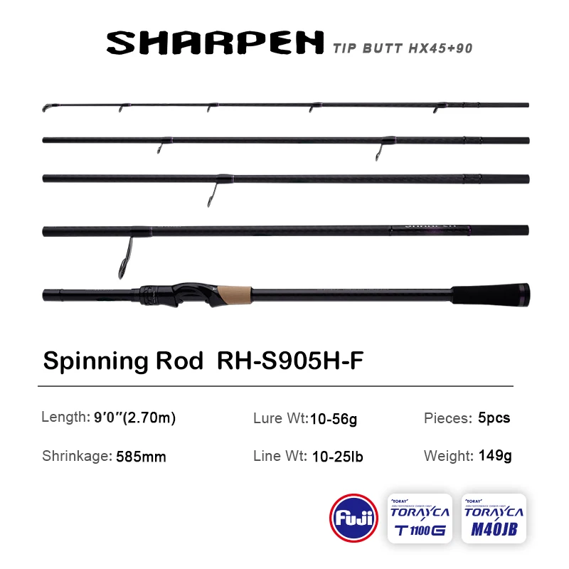 PURELURE SHARPEN RH S905H スピニング　パックロッド PURELURE XF/MF Action Fishing Rod Carbon Lure Rod