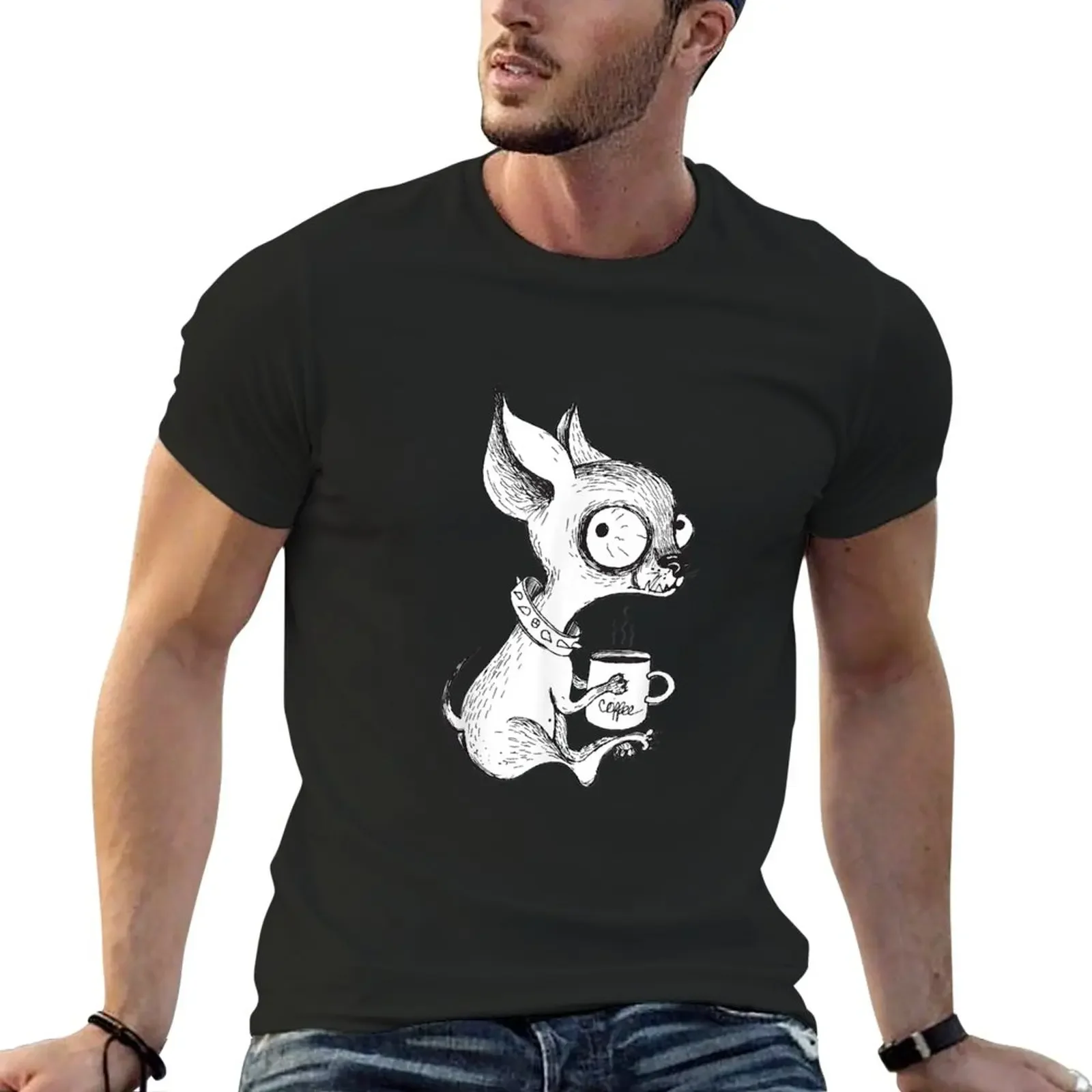 Cute Unique Chihuahua & Coffee Art Dog Lover Gift T-Shirt plus size tops customs design your own sports fans mens t shirts