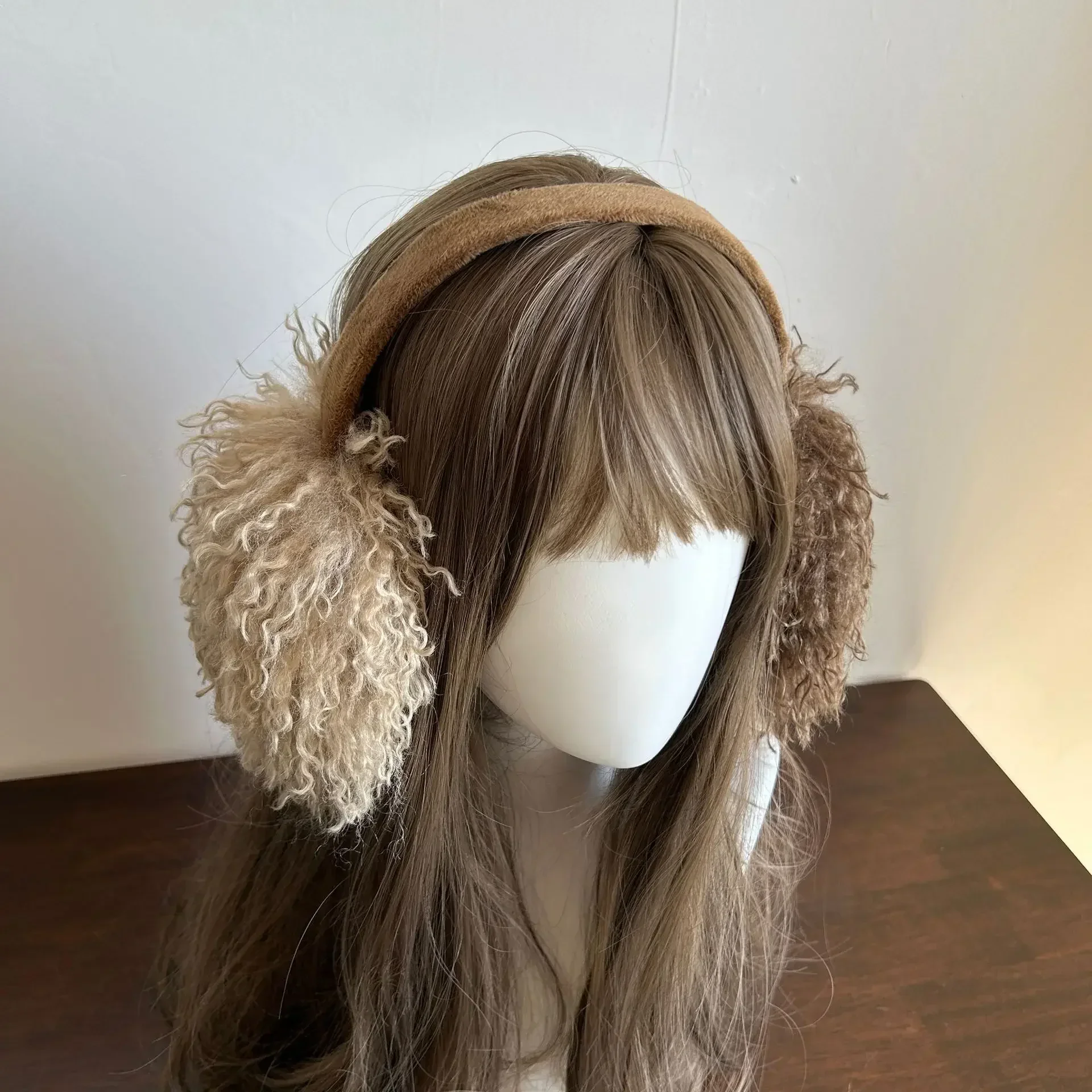 Y2k Faux Hair Folded Earmuffs Winter Warm Thickened Anti-freeze Women Japanese Ear Protection Cycling Earbags Accessories