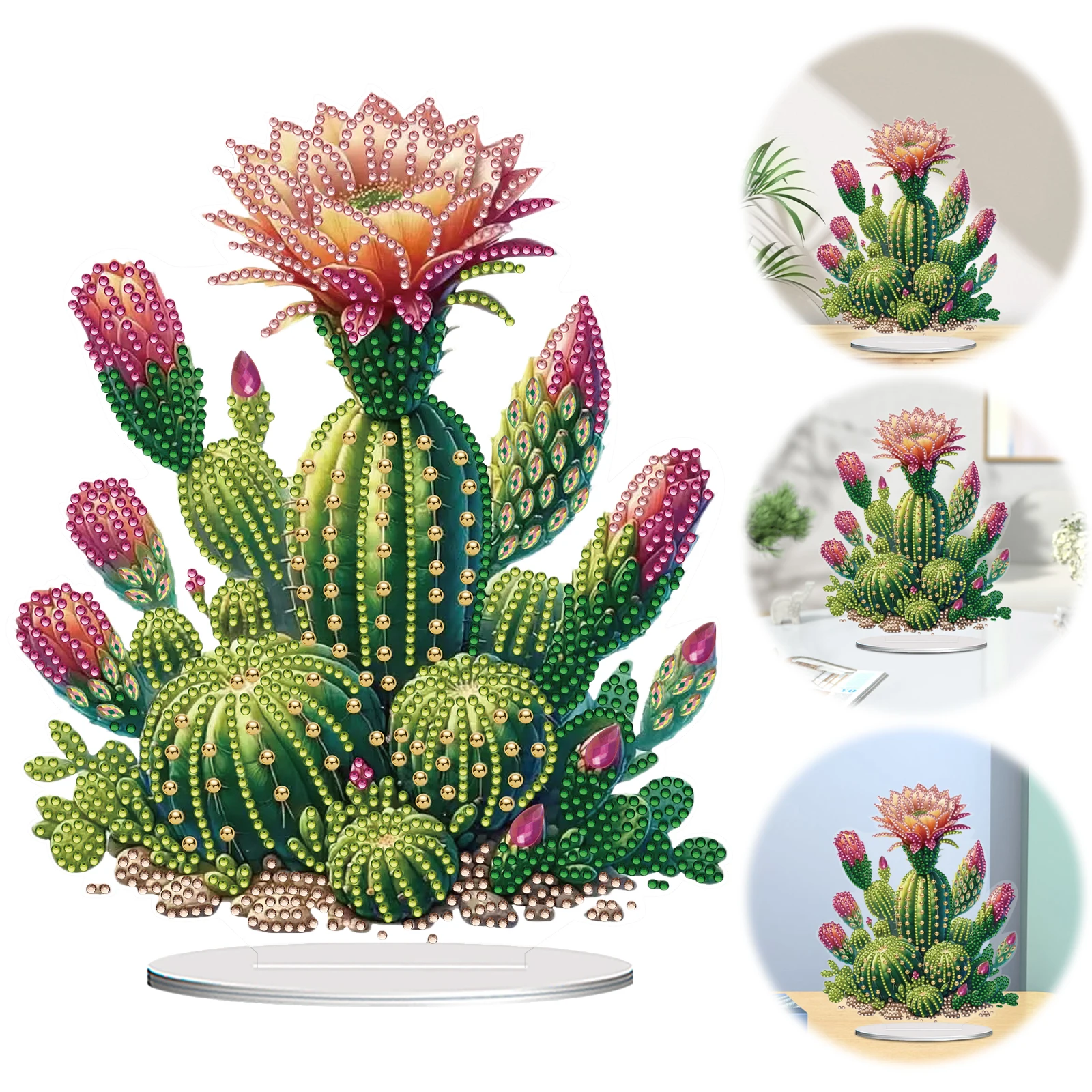 

Acrylic 2D Flat Print DIY Cactus Diamond Painting Art Tabletop Decorations