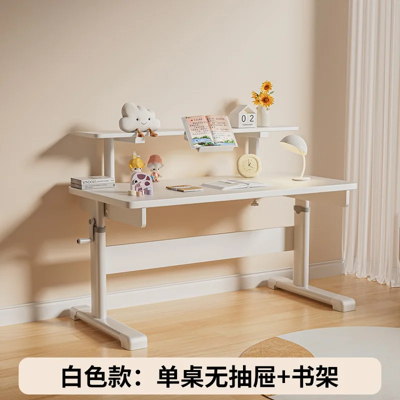 New solid wood children's study table, lifting hole board writing table, bookshelf chair set